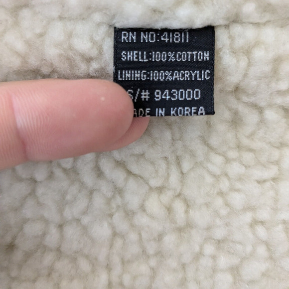 Vintage Corduroy Vest Sherpa Shearling Snap Western Boho 70s 80s Blue Cream L - Picture 11 of 13